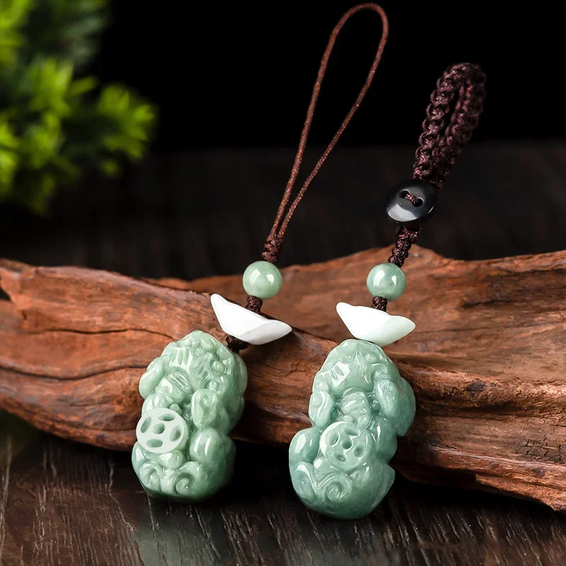 Men Fashion Key - Burmese Emerald Pixiu Yuanbao Phone Chain