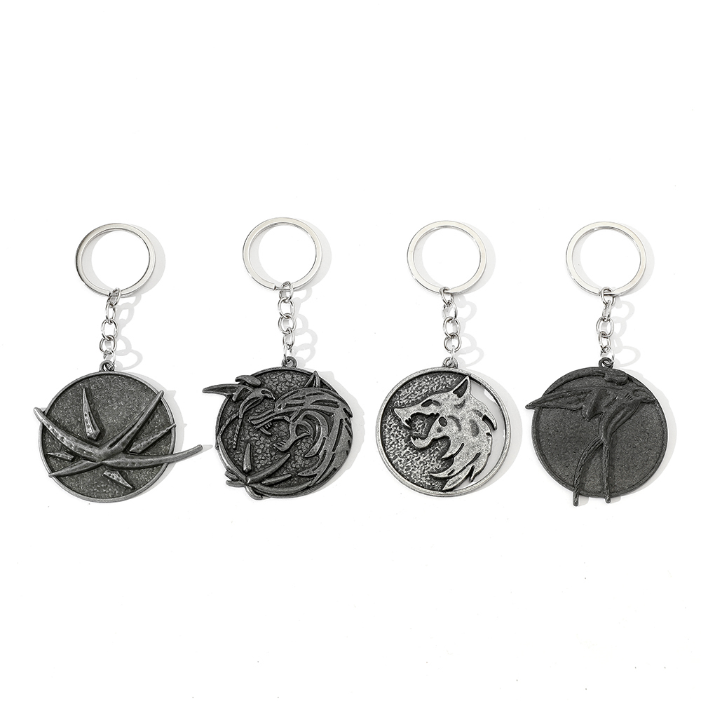 Men Fashion Key - Vintage Wolf Head Keychain Game Geralt