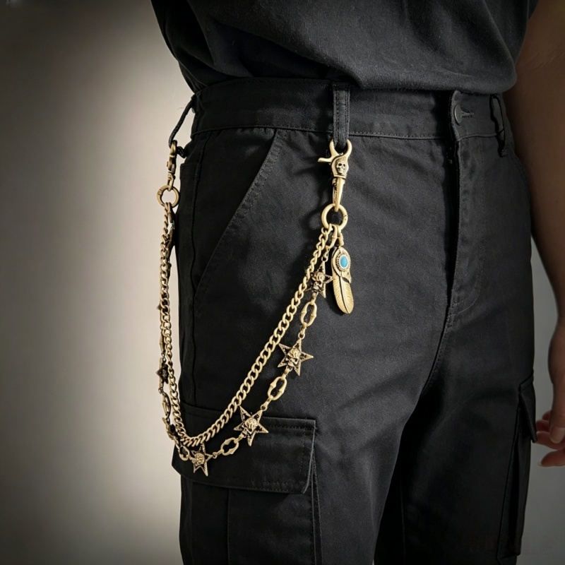 Men Fashion Key - Hip Hop Punk Rock Metal Pants