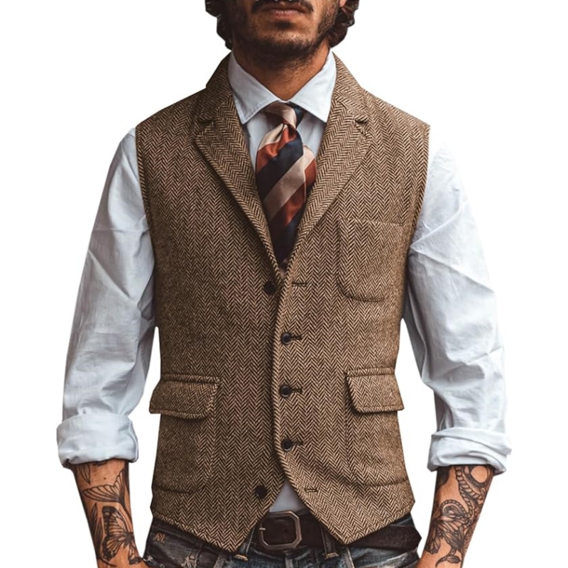 Formal Waistcoat Vest - New V Neck Lapel Men's Suits