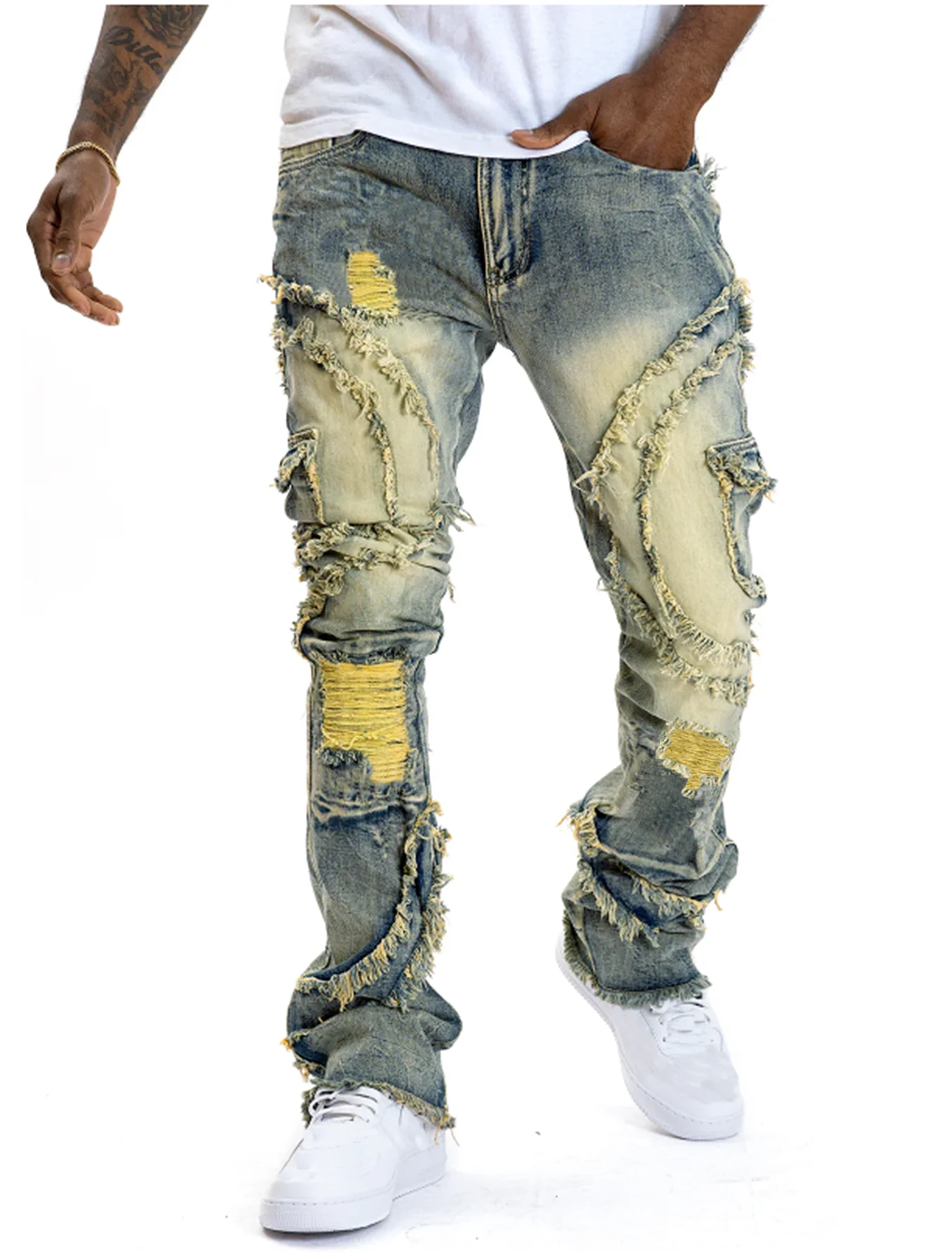 2025 New Men Ripped Stacked Je - Men'S Fashion Jeans 2025 review and price
