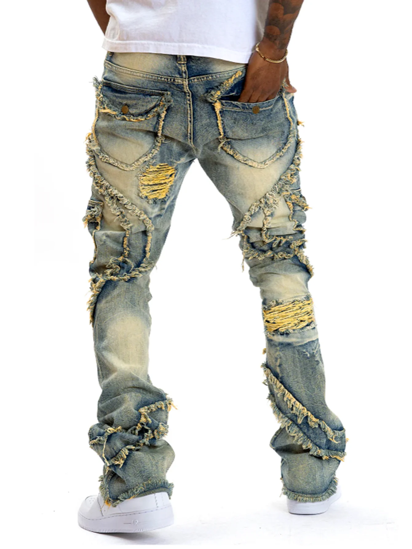2025 New Men Ripped Stacked Je - Men'S Fashion Jeans 2025 review and price