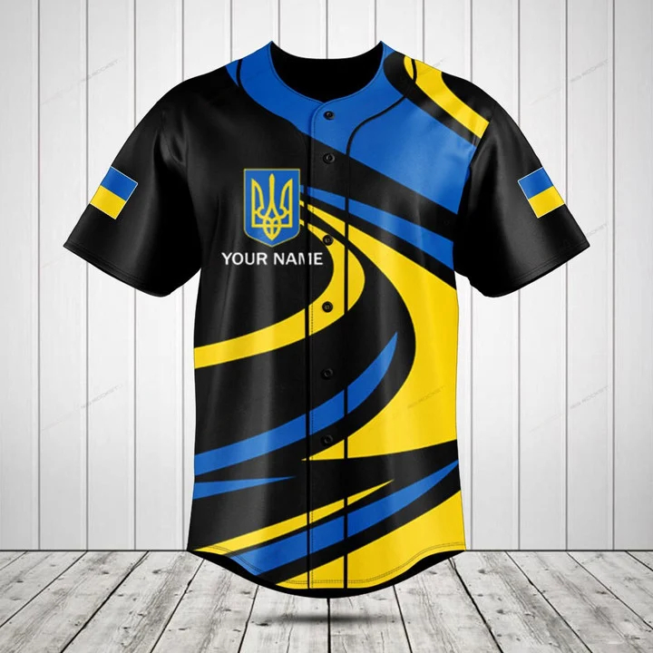 Custom Name Ukraine Shield Gra - Mens Fashion Baseball Jersey review and price
