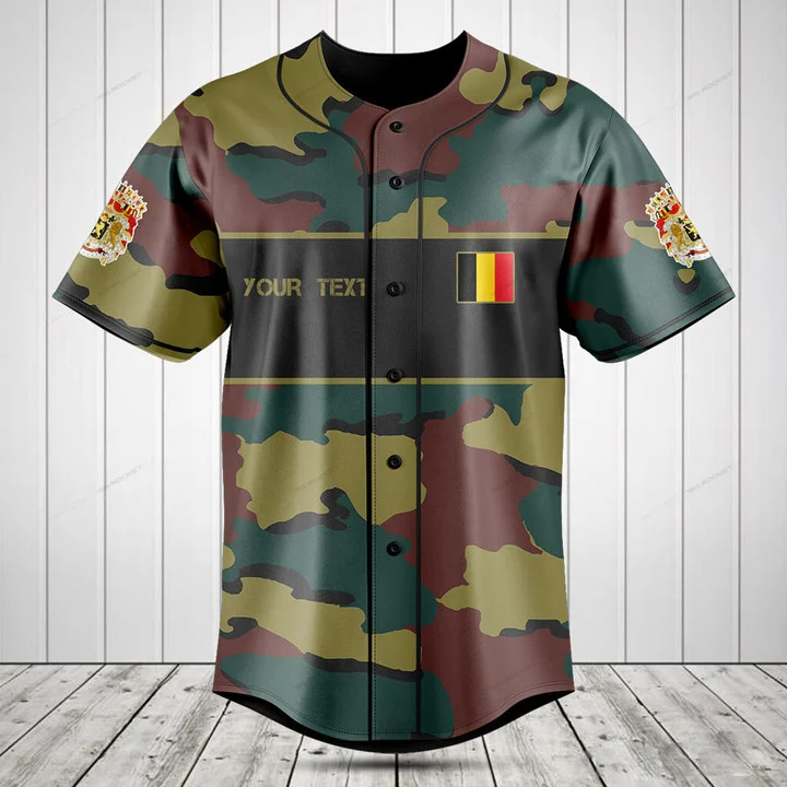 Custom Name Belgium Flag Camou - Mens Fashion Baseball Jersey review and price