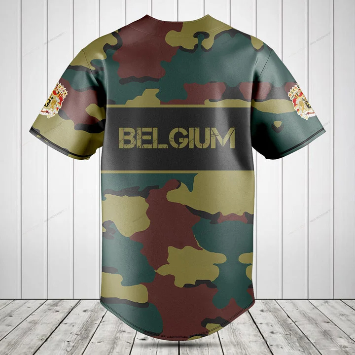 Custom Name Belgium Flag Camou - Mens Fashion Baseball Jersey review and price