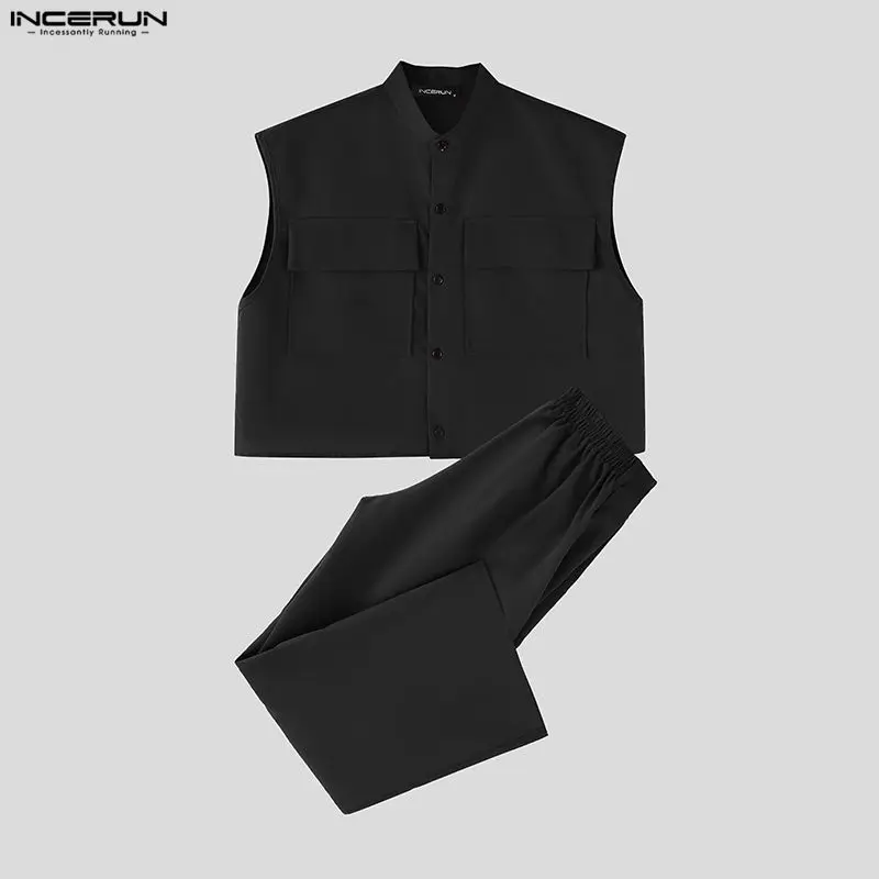 INCERUN Men Sets Solid Sleevel - Men'S Fashion Looks review and price