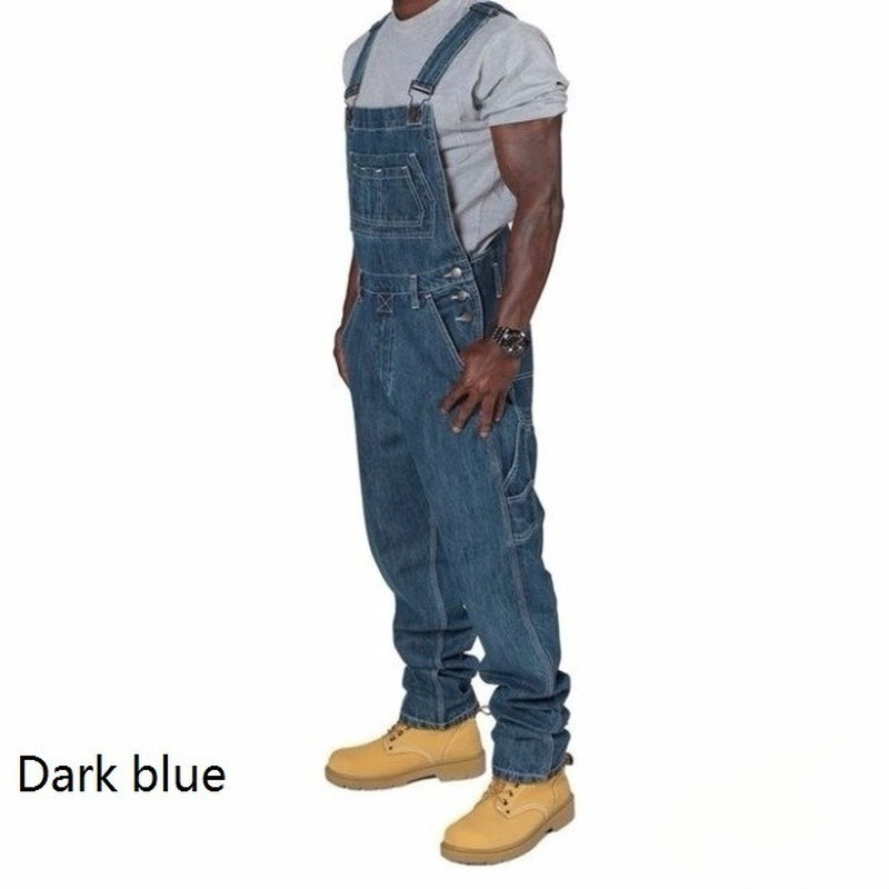 Mens Ripped Denim Overalls wit - Men'S Fashion Loose Pants review and price