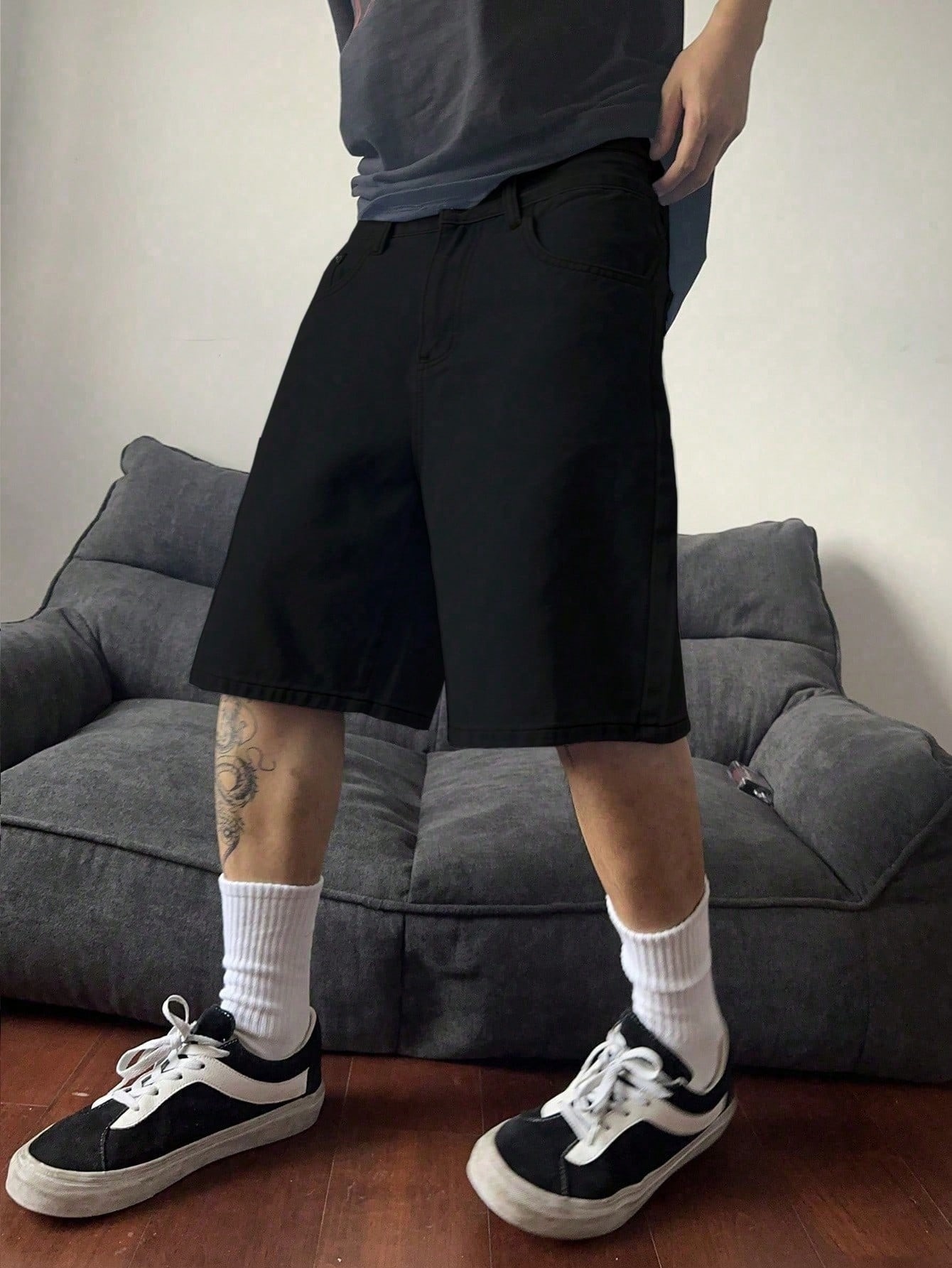 Classic solid black non stretc - Men'S Fashion Loose Pants review and price