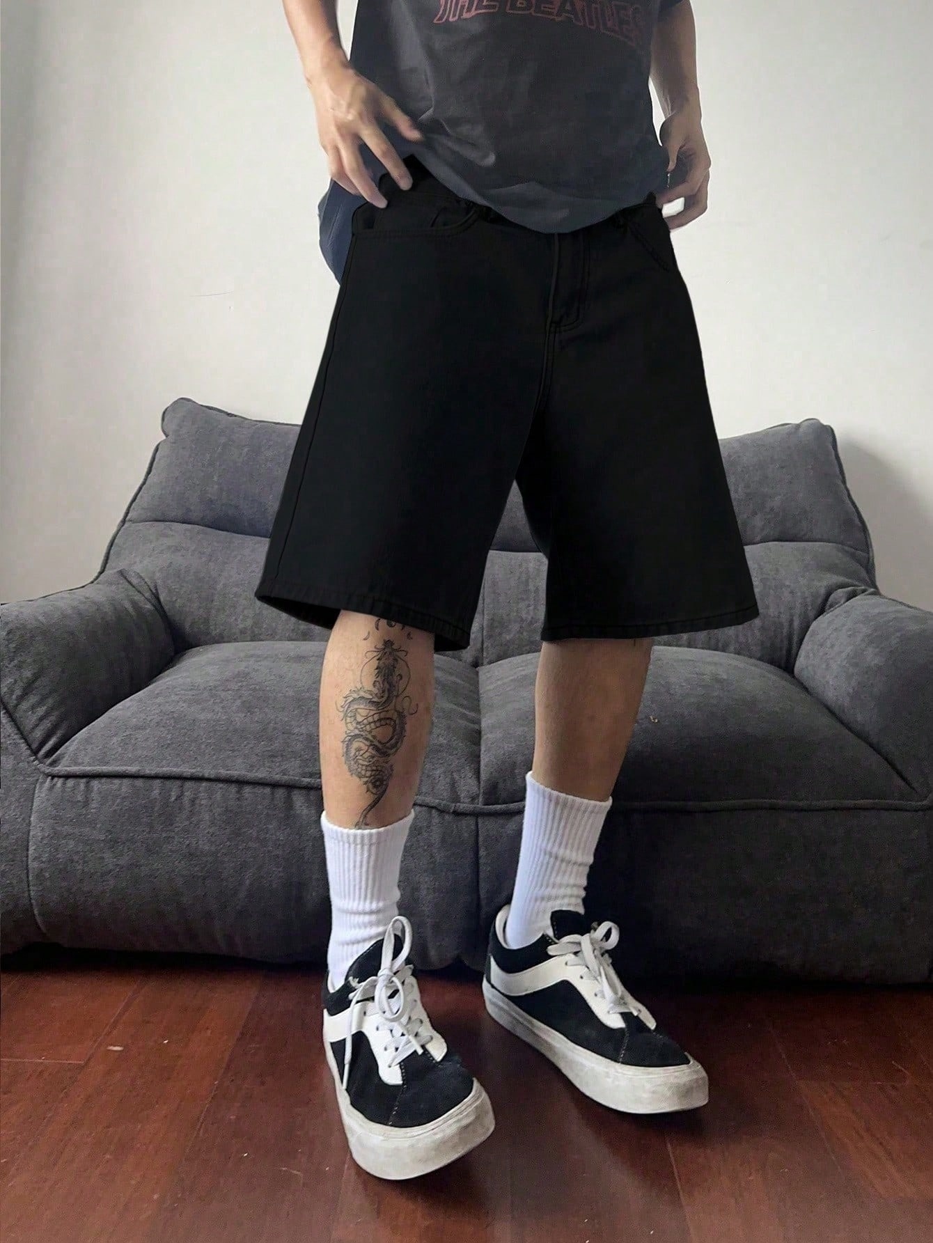 Classic solid black non stretc - Men'S Fashion Loose Pants review and price