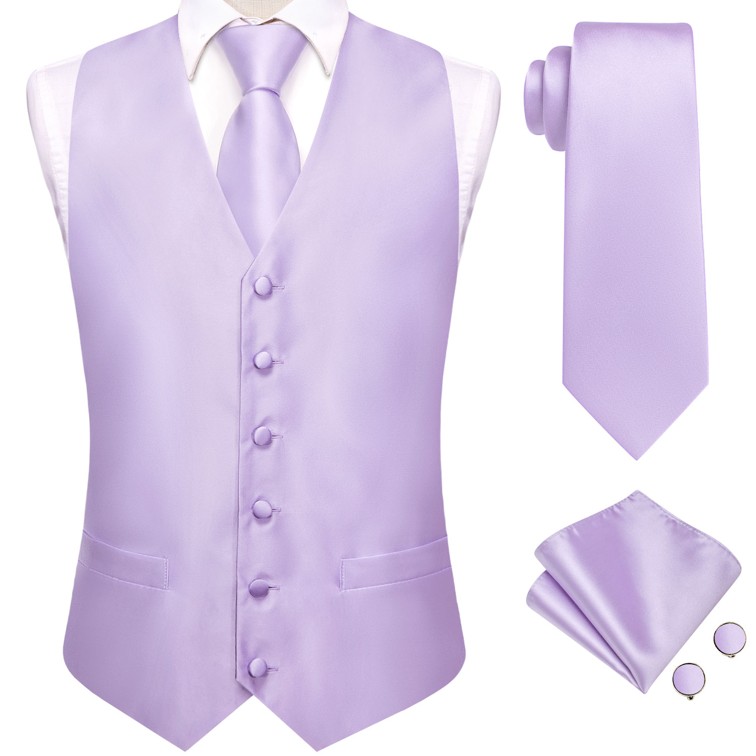 Hi-Tie Solid Voilet Lilac Mens - Formal Waistcoat Vest review and price