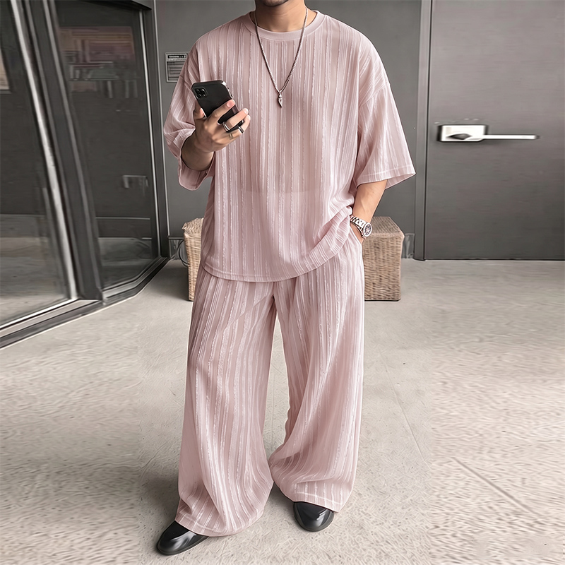 INCERUN Men's Sets Striped See - Men'S Fashion Loose Pants review and price