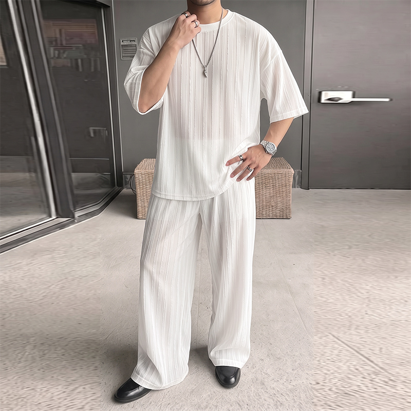 INCERUN Men's Sets Striped See - Men'S Fashion Loose Pants review and price