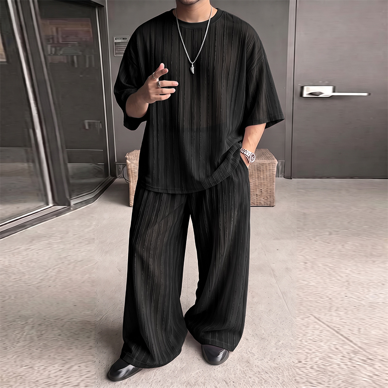 INCERUN Men's Sets Striped See - Men'S Fashion Loose Pants review and price