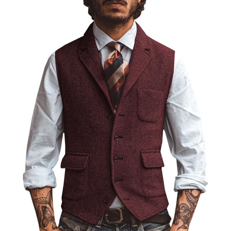 New V Neck Lapel Men's Suits V - Formal Waistcoat Vest review and price