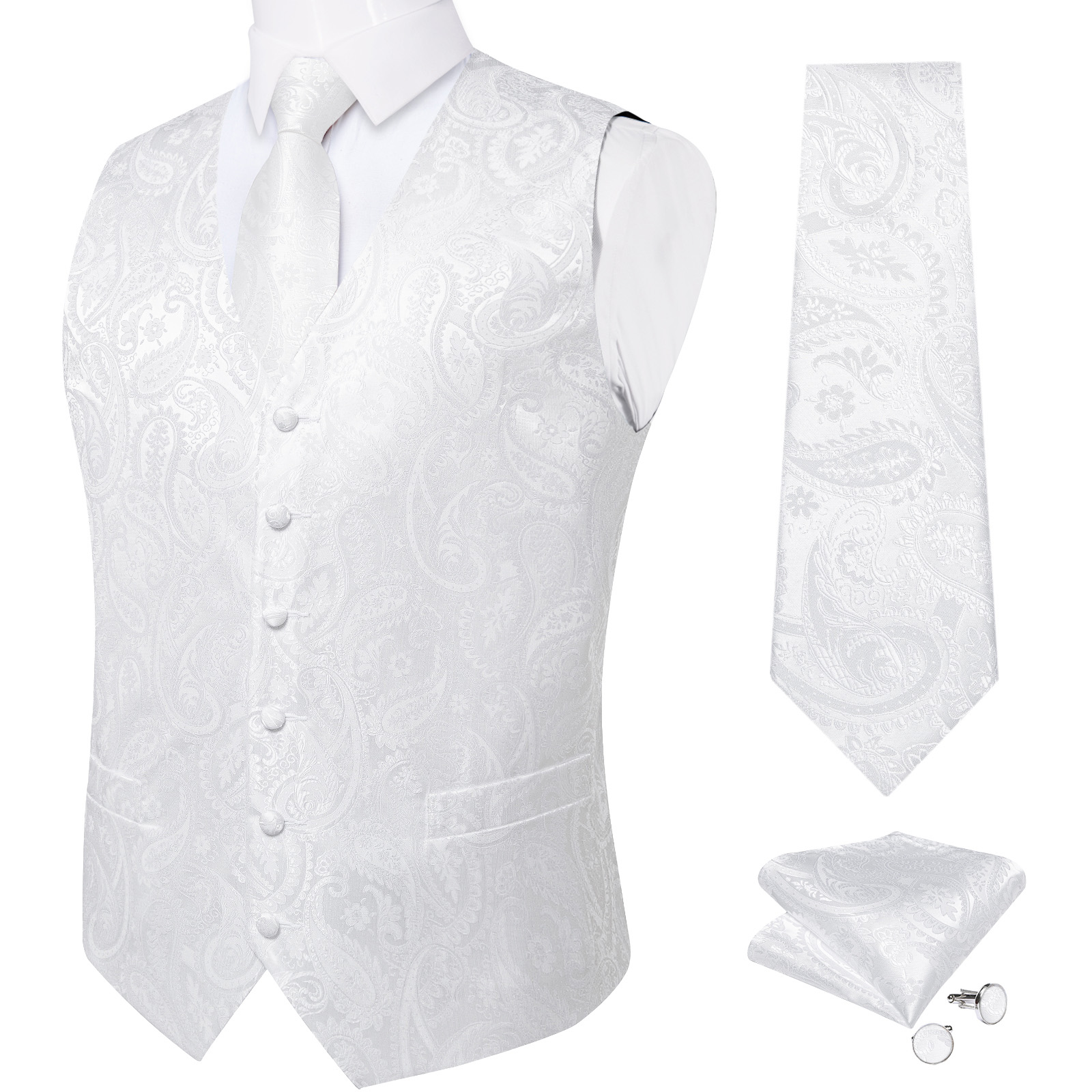 Pure White Wedding Vest for Ma - Formal Waistcoat Vest review and price