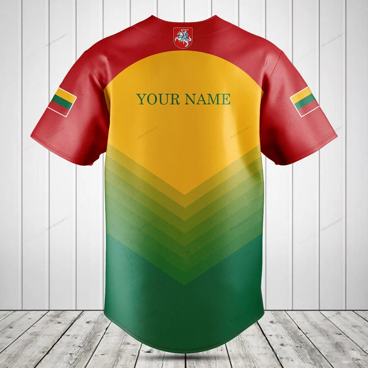 Custom Name Lithuania Flag Gra - Mens Fashion Baseball Jersey review and price