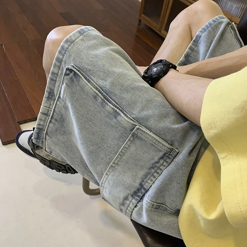 Korean Large Pocket Cargo Deni - Men'S Fashion Loose Pants review and price